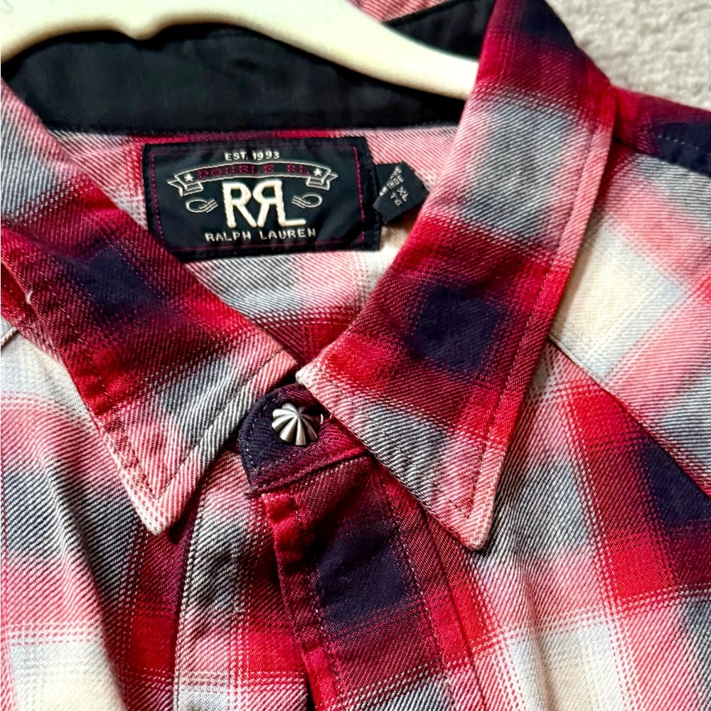 Ralph Lauren RRL Double RL Red Plaid Western  Shirt - Size XL